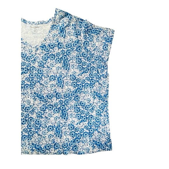 Woman Within Blue & White Short Sleeve Floral Tunic V Neck 6X (42/44) - Picture 9 of 10